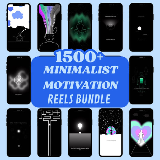 1500+ Minimalist Motivation Reels Bundle | Animation Video Content | MRR/PLR | Digital Download for Reels, TikTok, Shorts